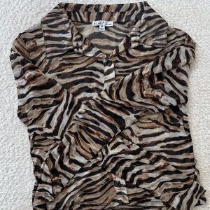 Mesh Zebra Print Button Down Shirt